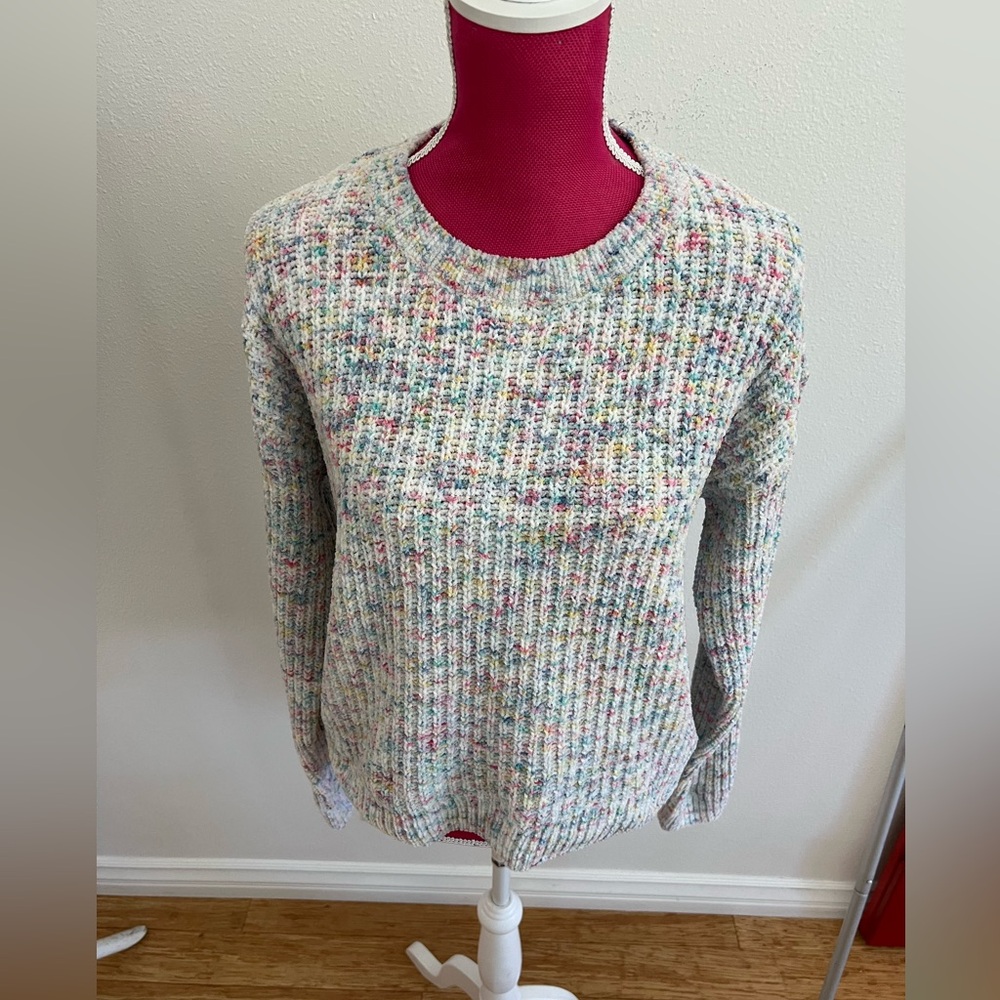 J.Crew Multicolored Chenille Crewneck Sweater, size Large.